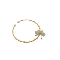 Freshwater Cultured Pearl Bracelet Brass with Green Aventurine & Freshwater Pearl Bowknot gold color plated fashion jewelry & for woman nickel lead & cadmium free Inner Approx 58.2mm Sold By PC