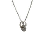 Titan stål halsband, Flat Round, polerad, mode smycken & Unisex, silver, Längd 55 cm, Säljs av PC