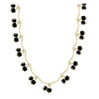Messing Halskette, mit Verlängerungskettchen von 5cm, goldfarben plattiert, Modeschmuck & für Frau, schwarz, frei von Nickel, Blei & Kadmium, Länge:35.6 cm, verkauft von PC