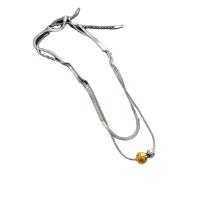 Mode-Multi-Layer-Halskette, Titanstahl, mit Verlängerungskettchen von 5cm, rund, Doppelschicht & Modeschmuck & für Frau, keine, Länge 39.02 cm, 40.02 cm, verkauft von PC
