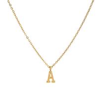Titanium Steel Necklace Alphabet Letter gold color plated & for woman gold Length Approx 20 Inch Sold By PC