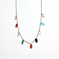 Titanstahl Halskette, mit Strass, goldfarben plattiert, für Frau, keine, Länge:ca. 20 ZollInch, verkauft von PC