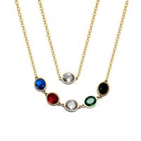 Titanium Steel Necklace, gold color plated, Double Layer & micro pave cubic zirconia & for woman, gold, Length:Approx 20 Inch, Sold By PC