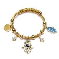 Evil Eye Jewelry Bracelet, Titanium Steel, plated, for woman & enamel, more colors for choice, 57mm, Sold By PC