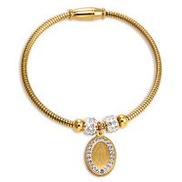 Titanium Steel Bracelet & Bangle, gold color plated, micro pave cubic zirconia & for woman, gold, 56mm, Sold By PC