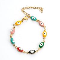 Evil Eye Jewelry Bracelet, Titanium Steel, gold color plated, for woman & enamel, more colors for choice, Length:20.5 cm, Sold By PC