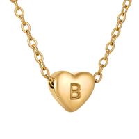 Titanium Steel Necklace Heart gold color plated & for woman gold Length Approx 17.7 Inch Sold By PC