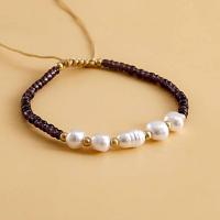 Zinc Alloy Bracelet with Seedbead & Plastic Pearl Adjustable & for woman Length Approx 6.24 Inch Sold By Lot