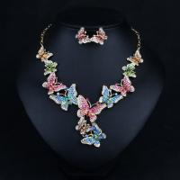Rhinestone Jewelry Sets, Tibetan Style, Butterfly, plated, 2 pieces & for woman & with rhinestone, more colors for choice, 20mm, Length:Approx 19.68 Inch, Sold By Set