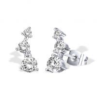 Cubic Zirconia Micro Pave Brass Earring, platinum color plated, micro pave cubic zirconia & for woman, 14mm, Sold By Pair