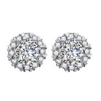 Cubic Zirconia Micro Pave Brass Earring, platinum color plated, micro pave cubic zirconia & for woman, 9mm, Sold By Pair