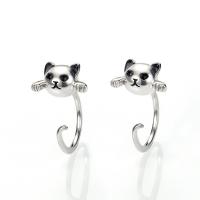 Cubic Zirconia Micro Pave Brass Earring Cat platinum color plated micro pave cubic zirconia & for woman 15mm Sold By Pair