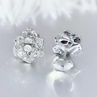 Cubic Zirconia Micro Pave Brass Earring Flower plated micro pave cubic zirconia & for woman 14mm Sold By Pair