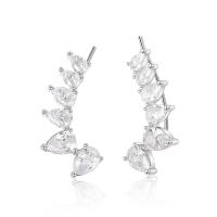 Cubic Zirconia Micro Pave Brass Earring, platinum color plated, micro pave cubic zirconia & for woman, 27mm, Sold By Pair