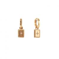 Huggie Hoop Drop Earring, Brass, gold color plated, fashion jewelry & for woman & with rhinestone, golden, 25mm, Sold By Pair