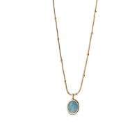 Natural Gemstone Necklace, 304 Stainless Steel, with Aquamarine, with 6cm extender chain, Vacuum Ion Plating, fashion jewelry & for woman, two different colored, 10x12mm, Length:40 cm, Sold By PC