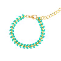 Tibetan Style Bracelet, with 5cm extender chain, gold color plated, fashion jewelry & for woman & enamel, two different colored, Sold Per 14 cm Strand