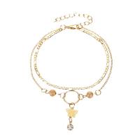 Zinc Alloy Bracelet with 5cm extender chain plated Double Layer & fashion jewelry & for woman & with rhinestone Length 24.5 cm Sold By PC