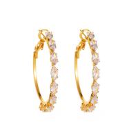 Zinc Alloy Hoop Earring with Crystal plated fashion jewelry & for woman 33mm Sold By Pair