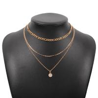 Mode-Multi-Layer-Halskette, Zinklegierung, Modeschmuck & mehrschichtig & für Frau & mit Strass, keine, Länge 35-47.5 cm, 35-48.5 cm, verkauft von setzen