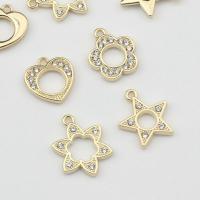 Zinc Alloy Rhinestone Pendants gold color plated DIY & with rhinestone & hollow nickel lead & cadmium free Approx Sold By Bag