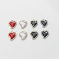 Tibetan Style Enamel Pendants, Heart, plated, DIY & with rhinestone, more colors for choice, nickel, lead & cadmium free, 19x15mm, Approx 10PCs/Bag, Sold By Bag