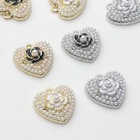 Zinc Alloy Enamel Pendants with Plastic Pearl Heart plated DIY nickel lead & cadmium free Approx Sold By Bag