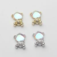 Tibetan Style Rhinestone Pendants, Bear, plated, DIY & with rhinestone, more colors for choice, nickel, lead & cadmium free, 19x12mm, Approx 10PCs/Bag, Sold By Bag