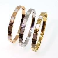 Titanium stål armbånd, med White Shell, Donut, mode smykker & for kvinde & slangeskind mønster, flere farver til valg, 58x48mm, Solgt af PC