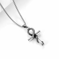 Titanium Steel Necklace, Cross, polished, fashion jewelry & different styles for choice & for man, original color, 25.40x46mm, Sold By PC