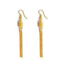 Fashion Fringe Earrings Brass Column gold color plated fashion jewelry & for woman golden nickel lead & cadmium free 70mm Sold By Pair