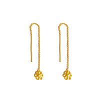 Brass Drop Earring Flower gold color plated fashion jewelry & for woman golden nickel lead & cadmium free 8mm 98mm Sold By Pair