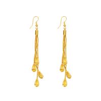 Fashion Fringe Earrings Brass Teardrop gold color plated fashion jewelry & for woman golden nickel lead & cadmium free 93mm Sold By Pair
