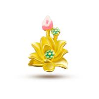 Bijoux pendentifs en laiton, fleur, Placage de couleur d'or, DIY & émail, doré, protéger l'environnement, sans nickel, plomb et cadmium, 25x35mm, Vendu par PC