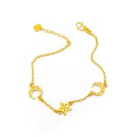 Brass Bracelet & Bangle, Moon and Star, gold color plated, fashion jewelry & for woman, golden, nickel, lead & cadmium free, Length:22.5 cm, Sold By PC