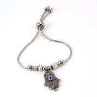 Evil Eye Jewelry Bracelet Titanium Steel plated Adjustable & micro pave cubic zirconia & for woman & enamel Sold By PC