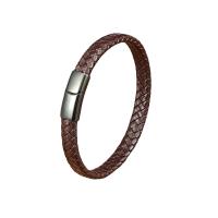 Bracelet cordon en cuir, avec Acier inoxydable 304, fait à la main, bracelet tressé & unisexe, plus de couleurs à choisir, Longueur:Environ 8.3 pouce, Vendu par PC