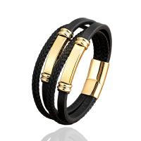 Bracelet cordon en cuir, avec Acier inoxydable 304, fait à la main, multicouche & bracelet tressé & unisexe, plus de couleurs à choisir, Longueur:Environ 8.3 pouce, Vendu par PC