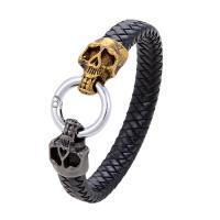 Bracelet cordon en cuir, avec alliage de zinc, fait à la main, bracelet tressé & unisexe, plus de couleurs à choisir, Longueur:Environ 8.3 pouce, Vendu par PC