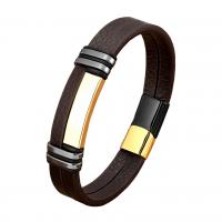 Lederband Armband, mit 304 Edelstahl, handgemacht, Doppelschicht & unisex, keine, Länge:ca. 8.3 ZollInch, verkauft von PC