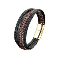 Leather Cord Bracelet, with 304 Stainless Steel, handmade, multilayer & braided bracelet & Unisex, more colors for choice, Length:Approx 8.3 Inch, Sold By PC