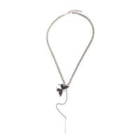 Brass Necklace, Butterfly, silver color plated, fashion jewelry & for woman, silver color, Length:49 cm, Sold By Pair