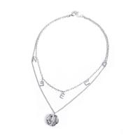 Multi слой ожерелье, Латунь, плакирован серебром, Двойной слой & Женский, серебряный, длина:62 см, продается Пара