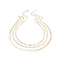 Mode-Multi-Layer-Halskette, Messing, goldfarben plattiert, drei Schichten & für Frau, Goldfarbe, Länge:ca. 20 ZollInch, verkauft von PC