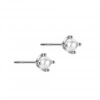 925 Sterling Silver Stud Earrings with Shell Pearl platinum plated fashion jewelry & for woman white Sold By Pair