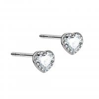 Cubic Zirconia Micro Pave Sterling Silver Earring, 925 Sterling Silver, Heart, platinum plated, micro pave cubic zirconia & for woman, original color, Sold By Pair