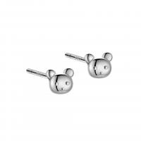 925 Sterling Silver Stud Earrings Bear platinum plated cute & for woman original color Sold By Pair