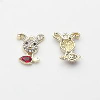 Tibetan Style Rhinestone Pendants, Rabbit, gold color plated, DIY & different size for choice & with rhinestone, more colors for choice, nickel, lead & cadmium free, Approx 10PCs/Bag, Sold By Bag
