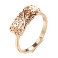 Ring Finger mosiądz, Kwiat, Platerowane kolorem rożowego złota, różnej wielkości do wyboru & dla kobiety & pusty, bez zawartości niklu, ołowiu i kadmu, 7mm, rozmiar:7-10, sprzedane przez PC