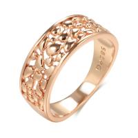 Ring Finger mosiądz, Kwiat, Platerowane kolorem rożowego złota, różnej wielkości do wyboru & dla kobiety & pusty, bez zawartości niklu, ołowiu i kadmu, 8mm, rozmiar:7-10, sprzedane przez PC